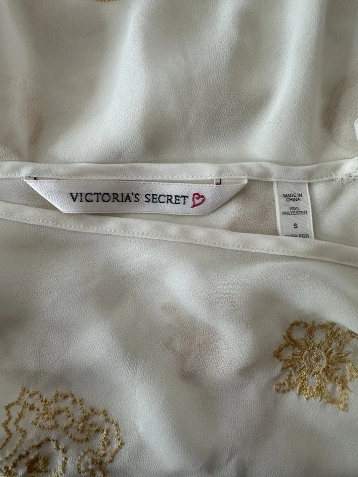 Vestido de pijama Victoria Secret para mujer pequeño bordado sin mangas ropa de dormir Foto 3 de 4