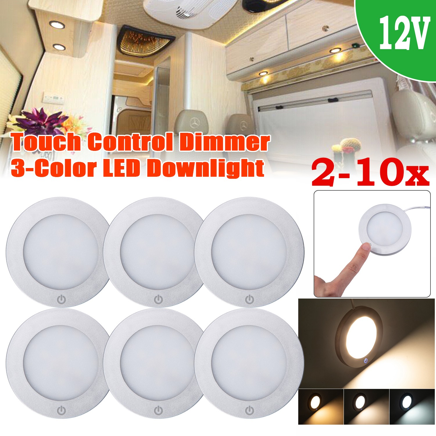 1-12pcs Dimmer Touch Sensitive 12V Interior LED Spot Light Caravan Camper Boat