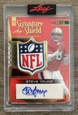 Steve Young 2023 Leaf Signature Shield Football Logo Patch Relic Auto /10 49ers