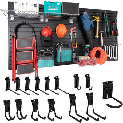 #ad Slatwall Panel Garage Slat Wall Storage Systems with 15 Slatwall Accessories 4#x27; $361.95