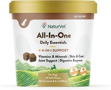 NaturVet All-In-One Daily Essentials Plus 4-in-1 Support for Dogs 60 Soft Chews