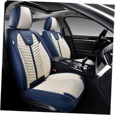 Front Seat Covers, Leather Seat Covers, Universal Car FrontPair Blue White