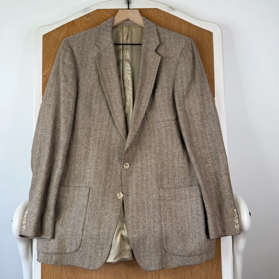 Blazer DE COLECCIÓN Calvin Klein Para Hombre 36R Marrón 2 Botones 100% Seda Abrigo Deportivo Francia Foto 2 de 4