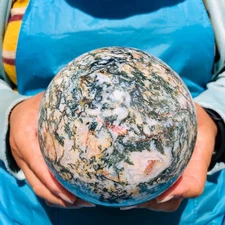 2020g Natural Aquatic Plant Agate Ball Quartz Aura Treatment Point Healin