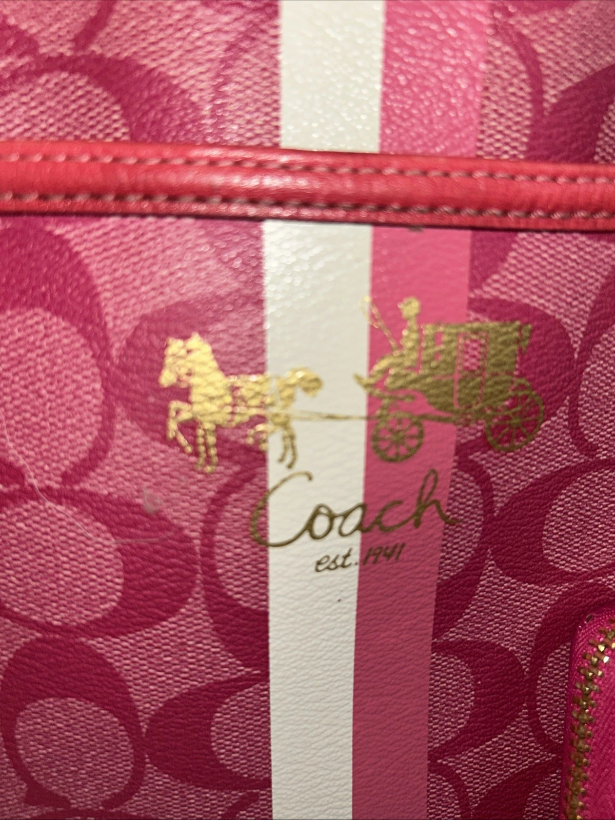 Borsa Coach Portafoglio Tracolla Rosa Firma PVC Lthr Piccola Tasca Swingpack Ottone!