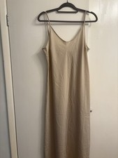 Uniqlo Satin Like Dress Size L, Midi To Maxi Length Beige, Never Worn