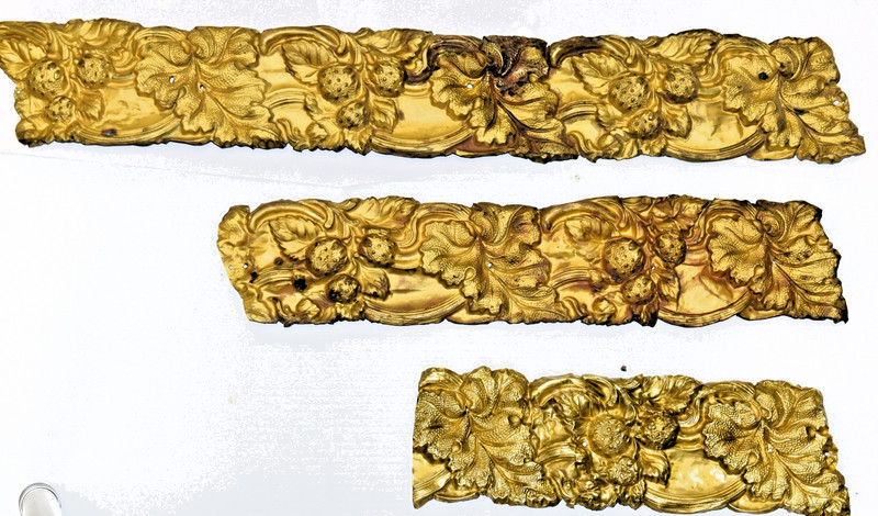 3 pcs.  antique valance brass molding  - total 4" x 55".  Architectural salvage.