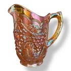 Vintage Imperial Glass Harvest Grape Marigold Carnival Glass Pitcher 64oz 1960s.