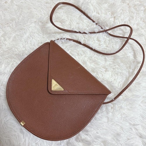 YVES SAINT LAURENT Shoulder Bag Elegant Classic Design Brown Leather