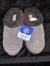 Dearfoams DF Adapt Slippers Mens Size 9.5 Gray Clog Gel Memory Foam Warm Cozy