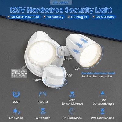 2700/3600lm LED Motion Sensor/D2D Floodlight Wall Mounted Outdoor Security Light