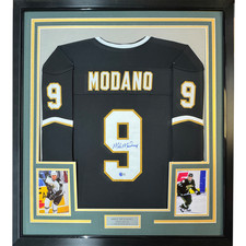 FRAMED Autographed/Signed MIKE MODANO 33x42 Dallas Black Jersey BAS COA