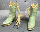 Frankoma Pottery Mini  Cowboy Boot  With Star Wall pocket, Prairie Green, Pair