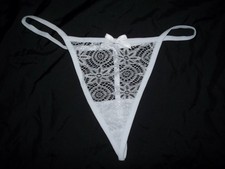 Womens XS/fit girls 10-12 lace front w/bow g-string panties white nwot