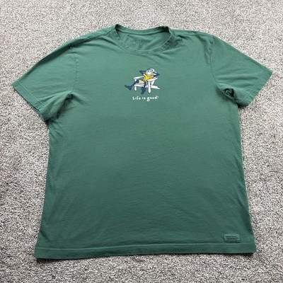 Life Is Good Shirt Men Large Green Crusher lite Chill Relax Summer Fun Funny Sun