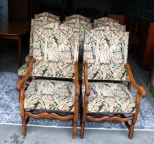 Set of 8 French Upholstered Walnut Louis XIV Dining Chairs