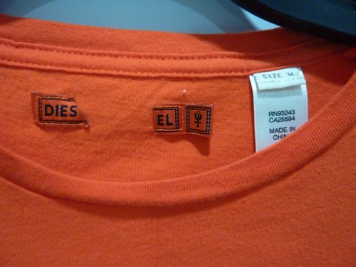 Diesel T-Shirt ORANGE schwarz Feuerwehr Baumwolle SLIM GRÖSSE M - Bild 2 von 5