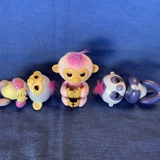 Wow Wee Fingerlings Interactive Toys 2 Baby Monkeys  1 Purple Sloth Lot Of 3