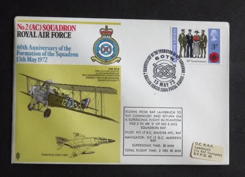 QEII - Great Britain - No. 2 Squadron 60th Anniversary - 13/5/72 - FDC + Insert