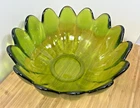 Vintage 1960's Green Blenko Large 10.5" Petal Bowl Art Glass