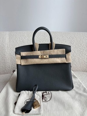 New Hermes Birkin25 Handbag H0 Gris Misty Togo Permabrass Hardware Stamp W