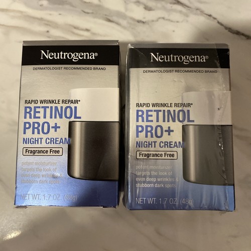 Lot 2- Neutrogena Rapid Wrinkle Repair Retinol Pro+ Night Cream 1.7 oz - FF