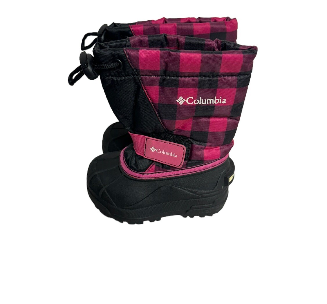 Columbia Powderbug Kids Size 7 Red & Black Plaid Waterproof Snow Boot thumbnail 3