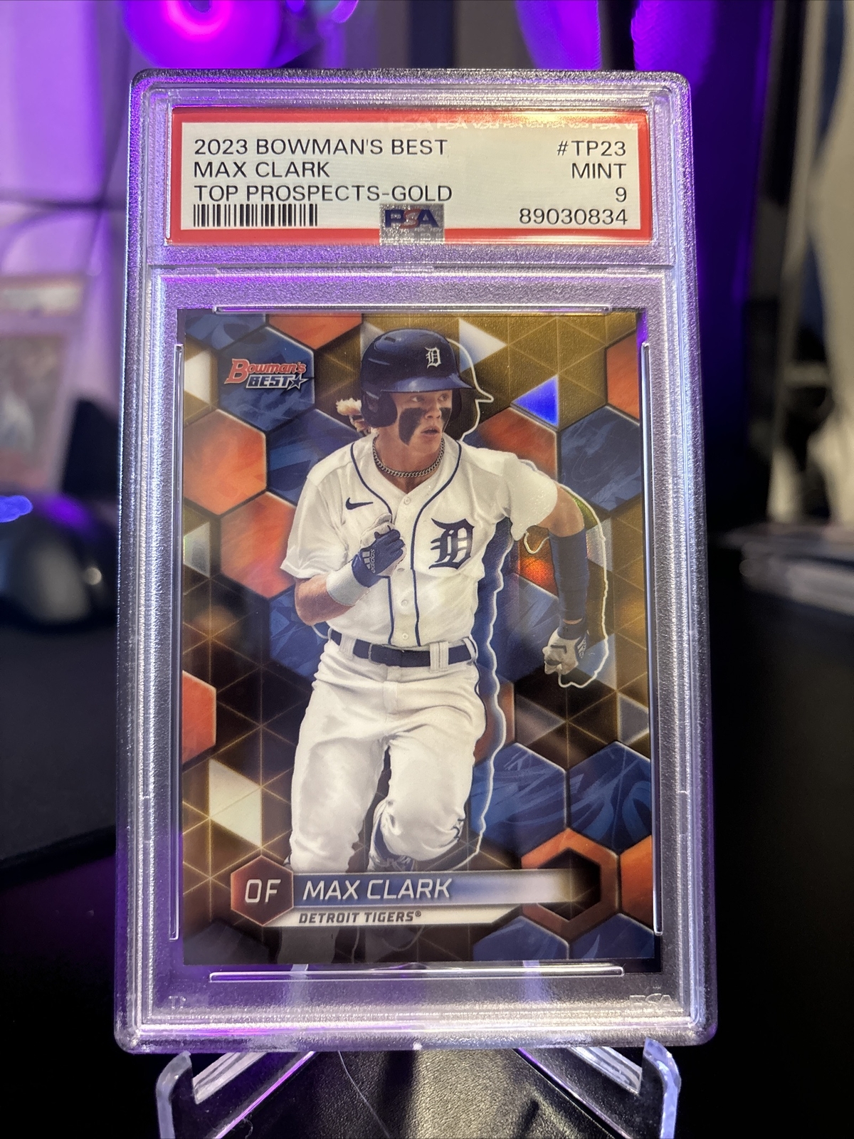 2023 Bowman's Best Top Prospects Gold Refractor /50 Max Clark PSA 9 MINT