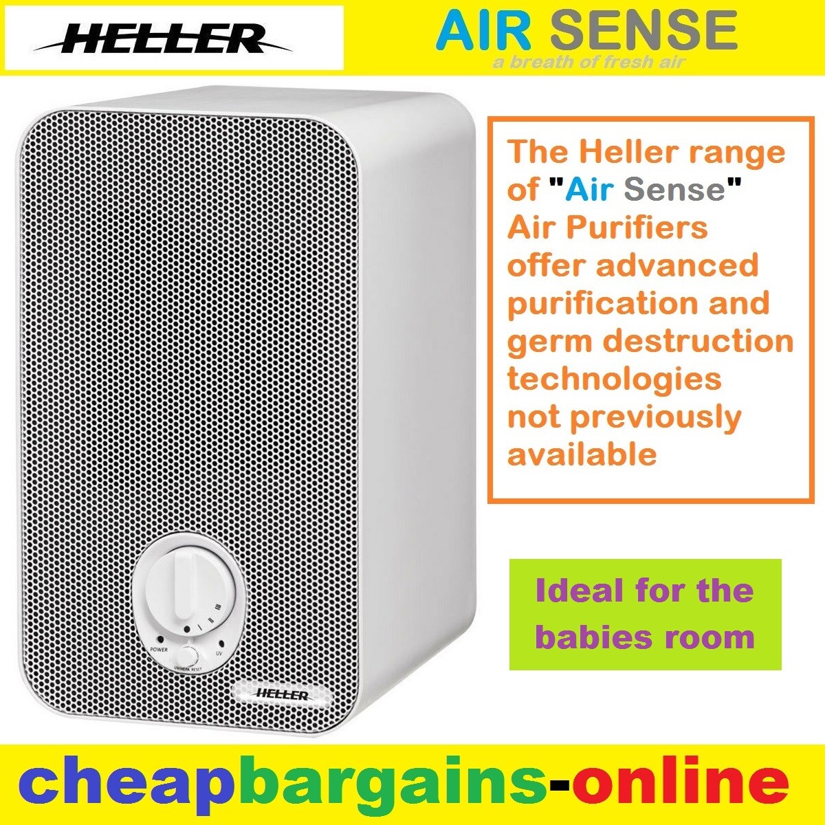 HELLER AIR SENSE AIR PURIFIER 5 WAY AIR PURIFICATION HEPA FILTER TIO2