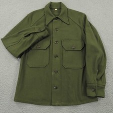 VINTAGE Military Shirt Mens Small Wool OG 108 Field Utility Korean War Olive USA