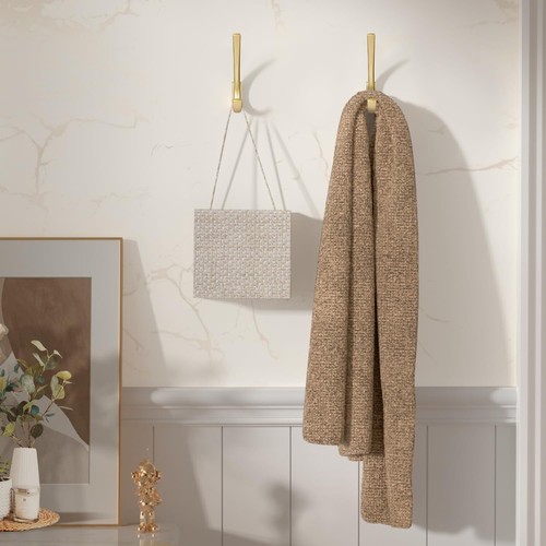 Heavy Duty Wall Hooks 5.7 Inch Large Coat Hooks 4 Packs Matte Gold Towel Hook... - Picture 2 of 7