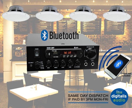 Cafe Restaurant Bluetooth Amplifier Ceiling Speaker System Kit Choose 2,4,8 NEW - Picture 8 of 17