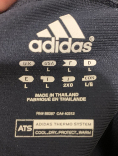 Adidas ATS Dry, Navy w/ Gold Three Stripes on Sleeve T-Shirt Size Large - Picture 5 of 11