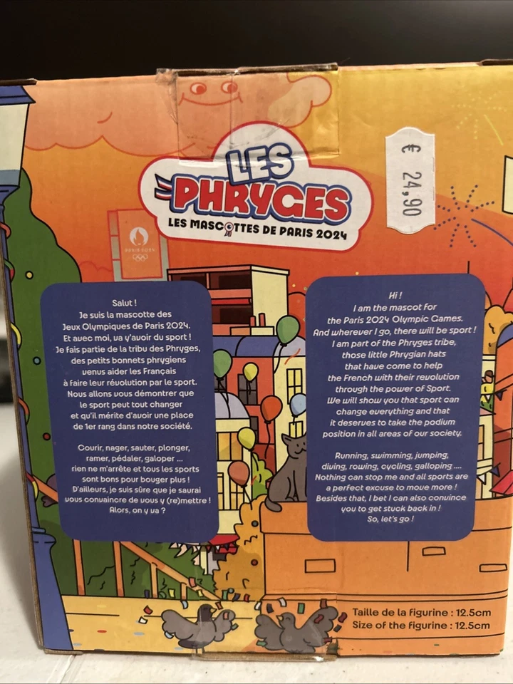 Estatuilla de monopatín mascota de los Juegos Olímpicos de París 2024 con licencia oficial 12,5 ¡RARA! Foto 4 de 4