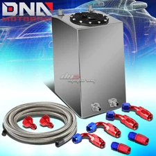 3 GALLON POLISHED ALUMINUM RACE BOTTOM FEED FUEL CELL TANK+CAP+STEEL LINE KIT