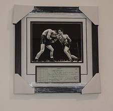 Jake La Matta Signed Autographed cancelled check 1955 UNIQUE Custom Framed JSA