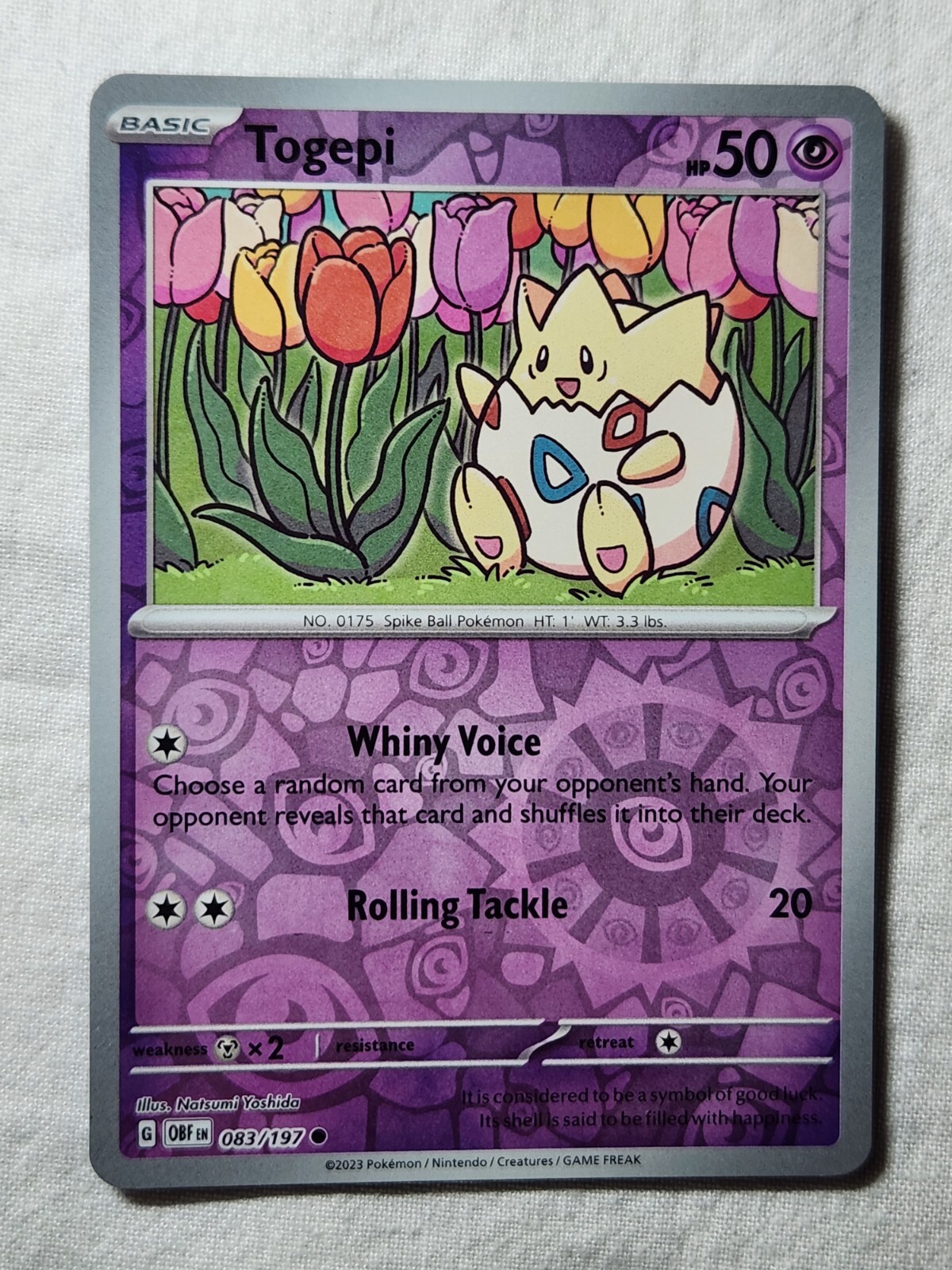 Togepi 83/197 Obsidian Flames Reverse Holo  Pokemon TCG - MINT CONDITION