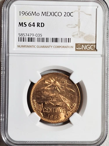 Mexico 20 Centavos 1966 Mo NGC MS 64 RD