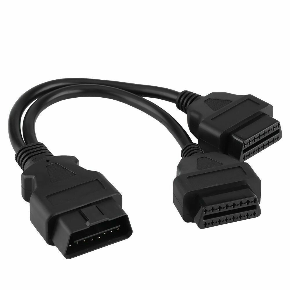 Ijuicy OBD2 16 Pin Splitter Cable - 1 Male To 2 Female Extension 12 Inch For All Vehicles