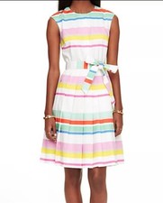 Kate Spade New York Multi Color Pleated Stripe Twee Dress Preppy Size 6 $398