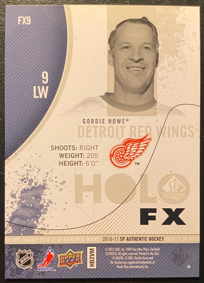 Gordie Howe 2010-11 Insert SP Authentic Holo FX #FX9 Detroit Red Wings - Image 2 of 2