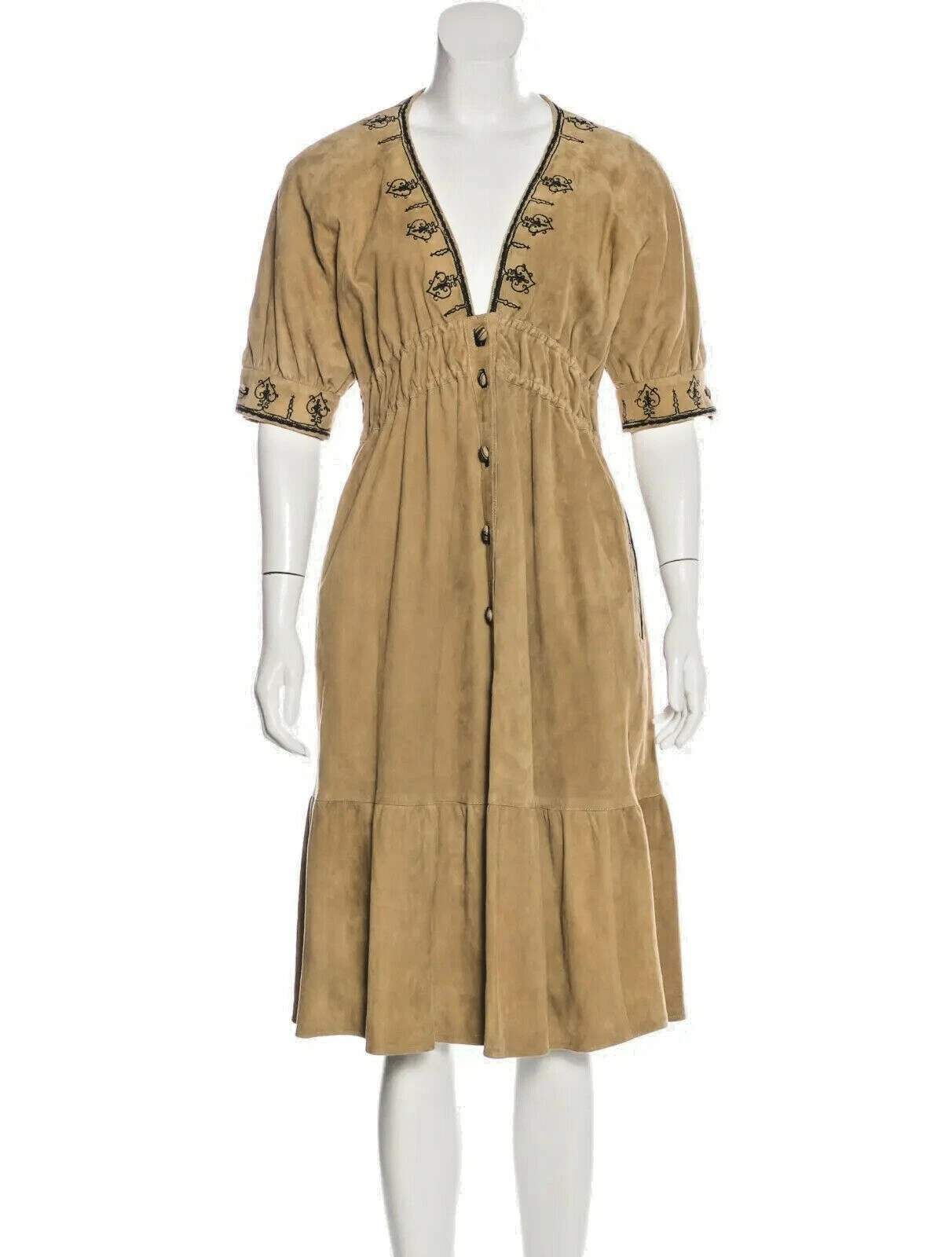 SAINT LAURENT (YSL) Stupendo abito ricamato in camoscio YVES SAINT LAURENT $3435 taglia 40 francese (M)