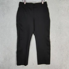 Spanx Sara Blakely Pants Women Large Petite Black Straight Leg Pull-On Cropped