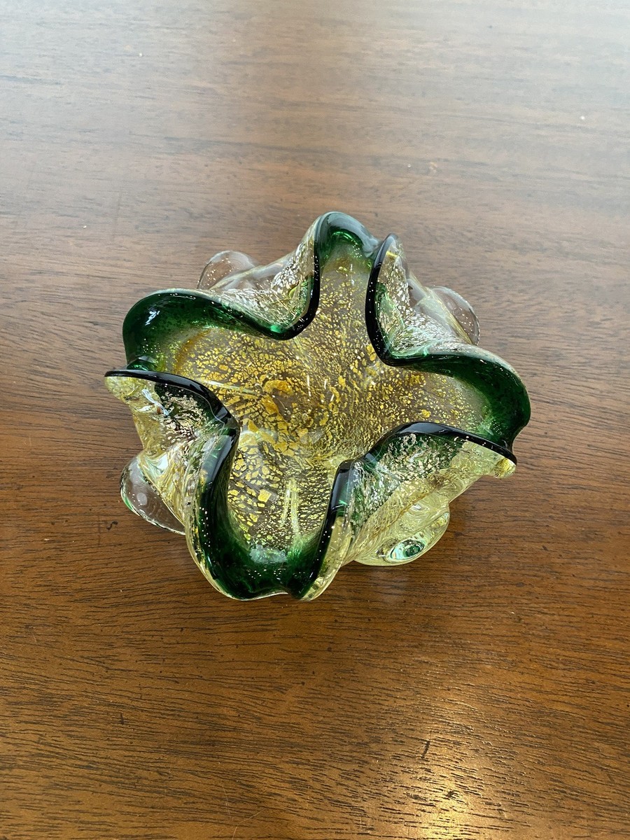 よ*ー様 Murano Green and Gold VETRO ARTISTI Vintage Vecchia Murano Glass Factory Green and Gold Plated