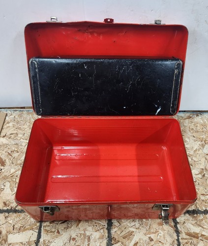 VTG Simonsen Rally Line Red Metal Tool Box Chest w/ Tray Mechanic Garage Decor - Picture 14 of 17