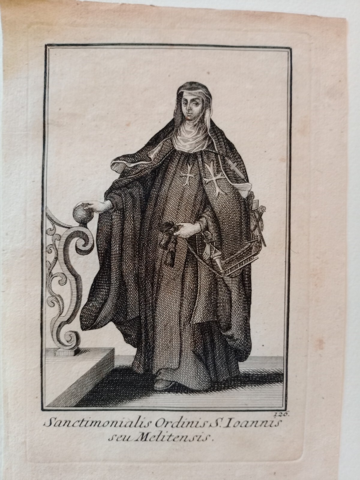 Vestido Monja Giovannita Orden S. Juan Malta Aguafuerte Original 1720