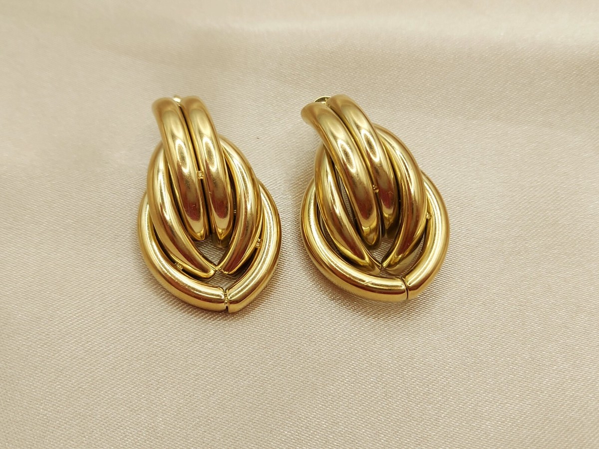 Gold Plated Waterproof Stud Earrings Pairs X 24K Gold Oval Stud