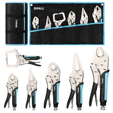 SHALL 6pc Soft Grip Locking Pliers Set 5",7" & 10" Curved Jaw Locking Pliers