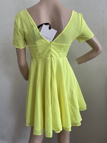 CHRISTOPHER KANE TOPSHOP NEON YELLOW BABYDOLL MINI DRESS UK 14 EU 42 US 10 BNWT - Picture 9 of 12
