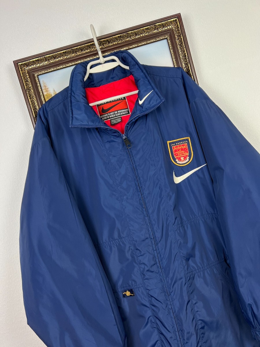 Vintage 90's Nike Arsenal Football Jacket Soccer Blue Bomber